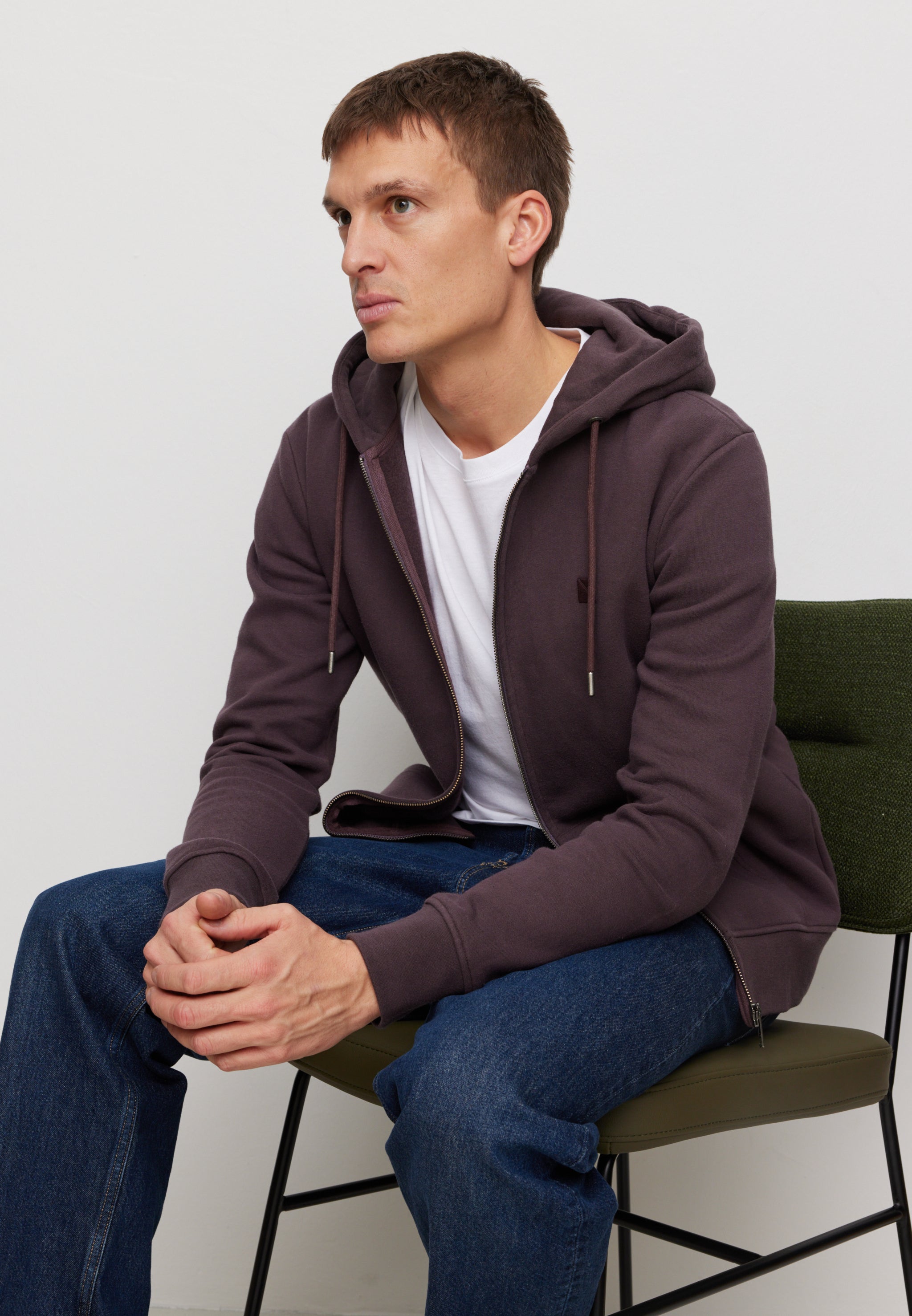 Recolution Birch felpa con zip dark grape cotone bio