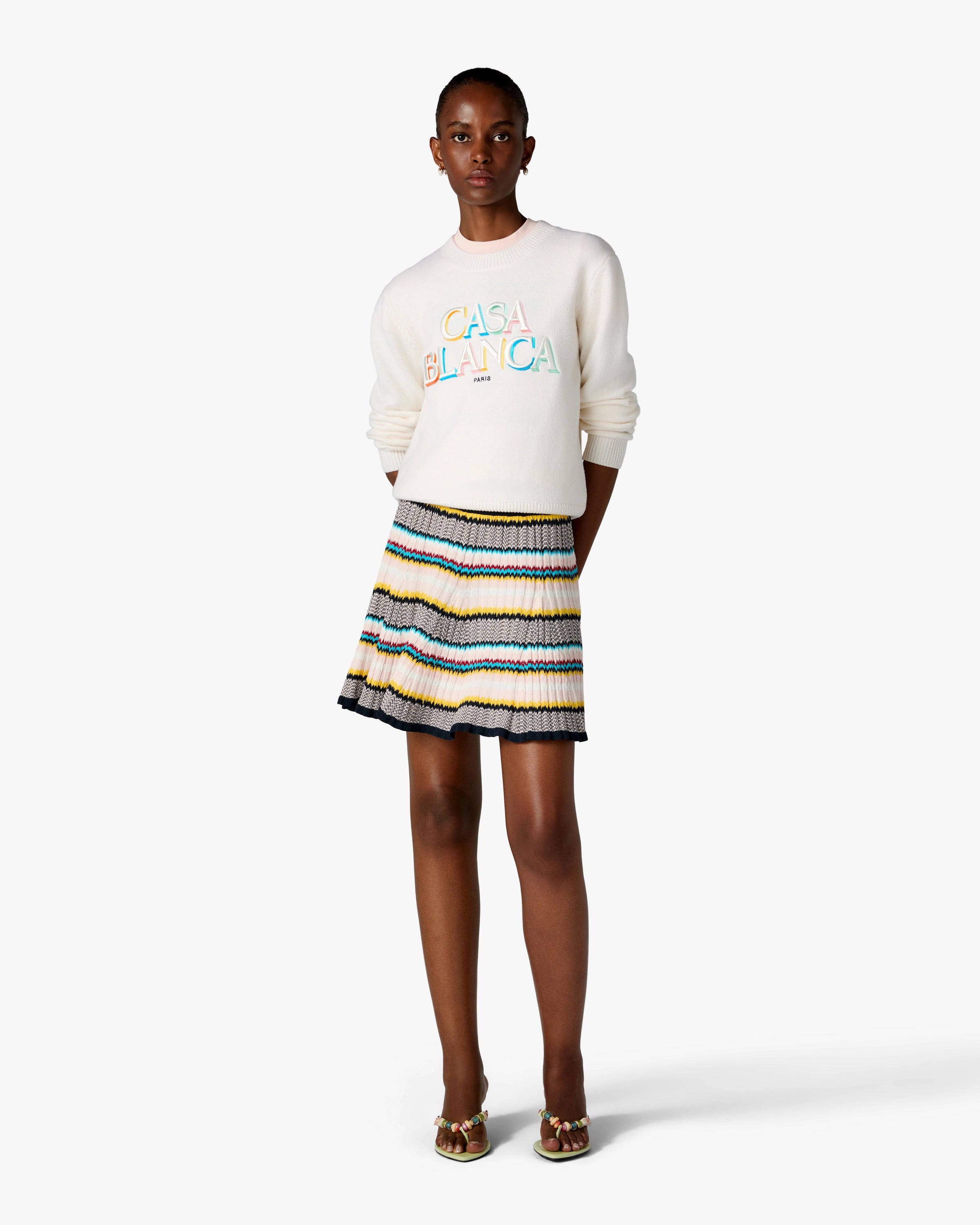 Casablanca Stacked Logo maglione crema lana merino