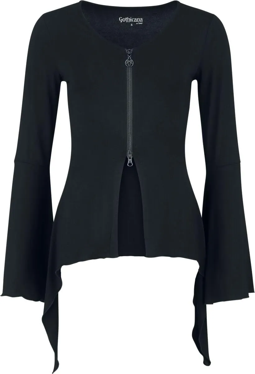 Gothicana by EMP cardigan nero L scollo V metallo