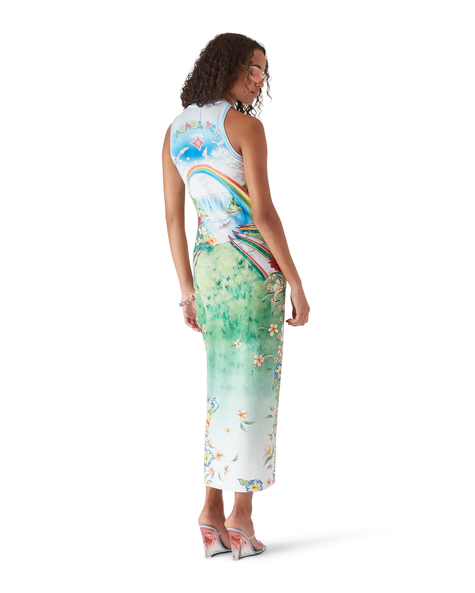 Casablanca Aloha abito maxi multicolore senza maniche