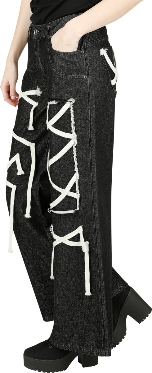 Gothicana by EMP Jeans Donna Neri Flare Coulisse