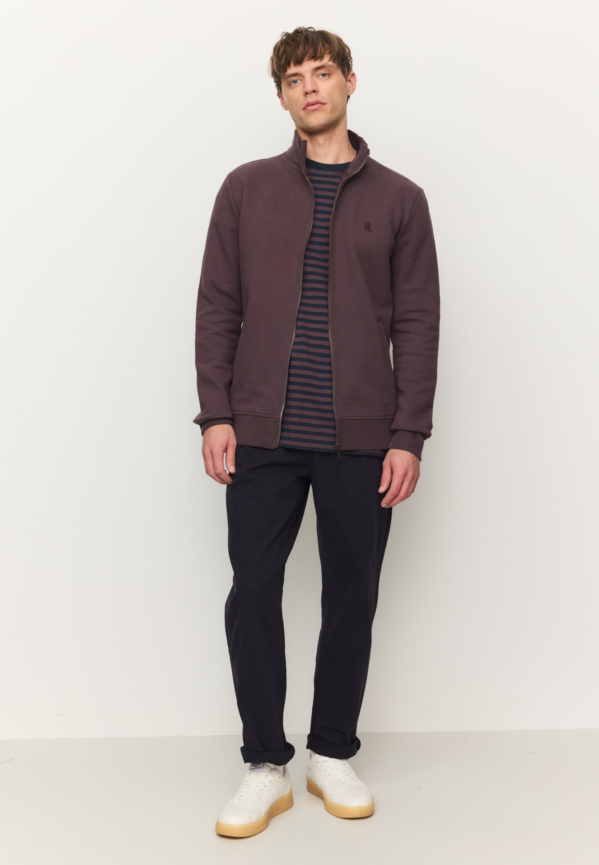 Recolution Camphor felpa con zip dark grape cotone bio