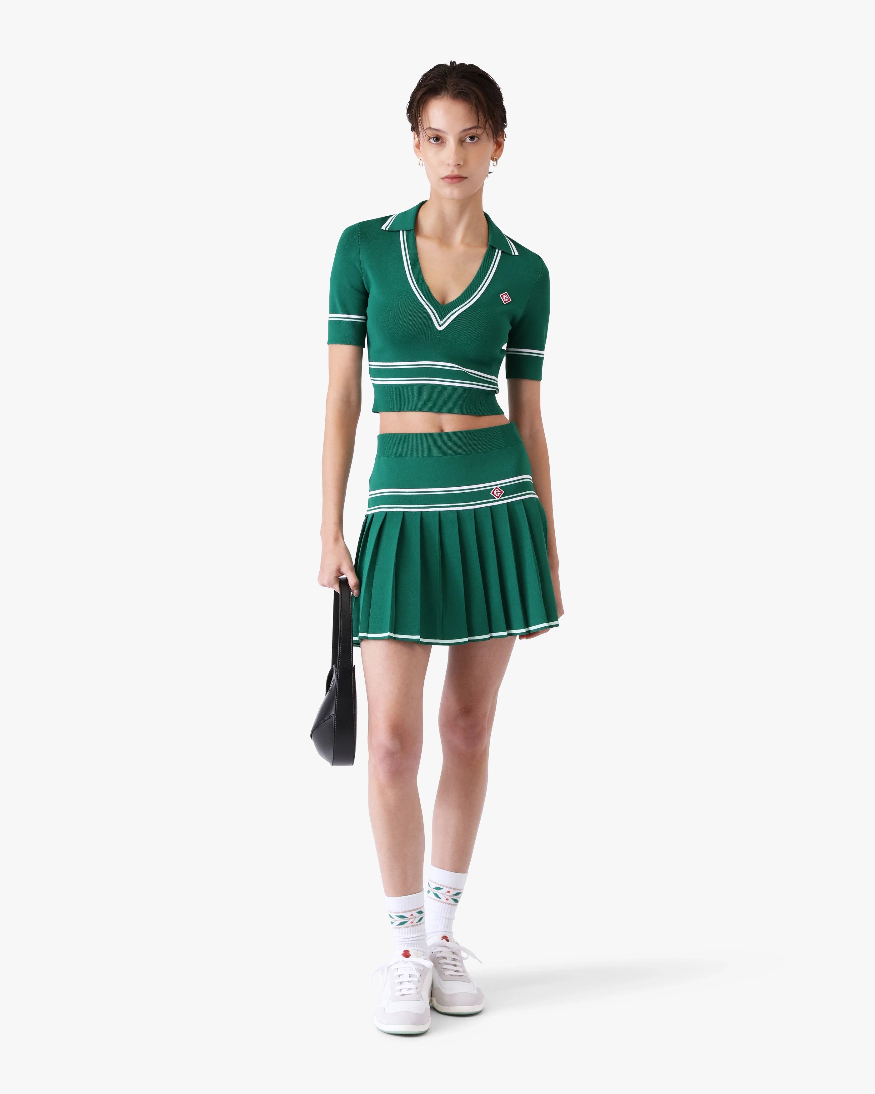 Casablanca Pleated Knit gonna mini verde plisse