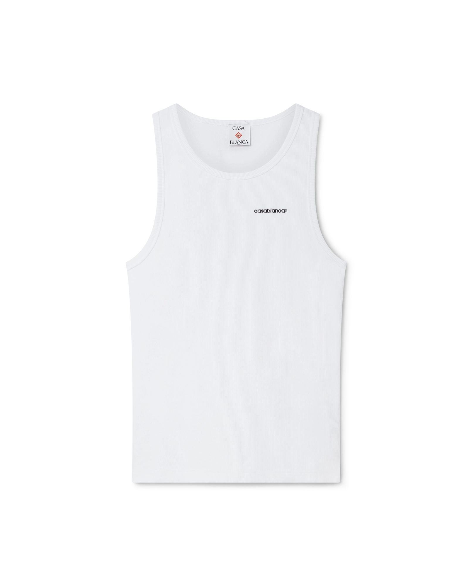 Casablanca Ribbed canotta bianca cotone organico