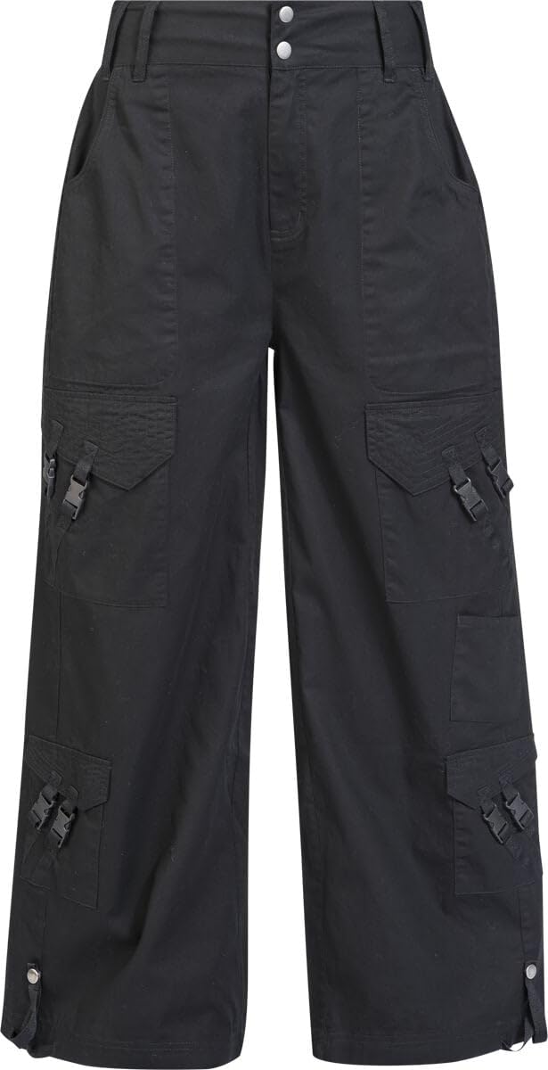 Gothicana by EMP Pantaloni Tessuto Nero Gamba Larga XL