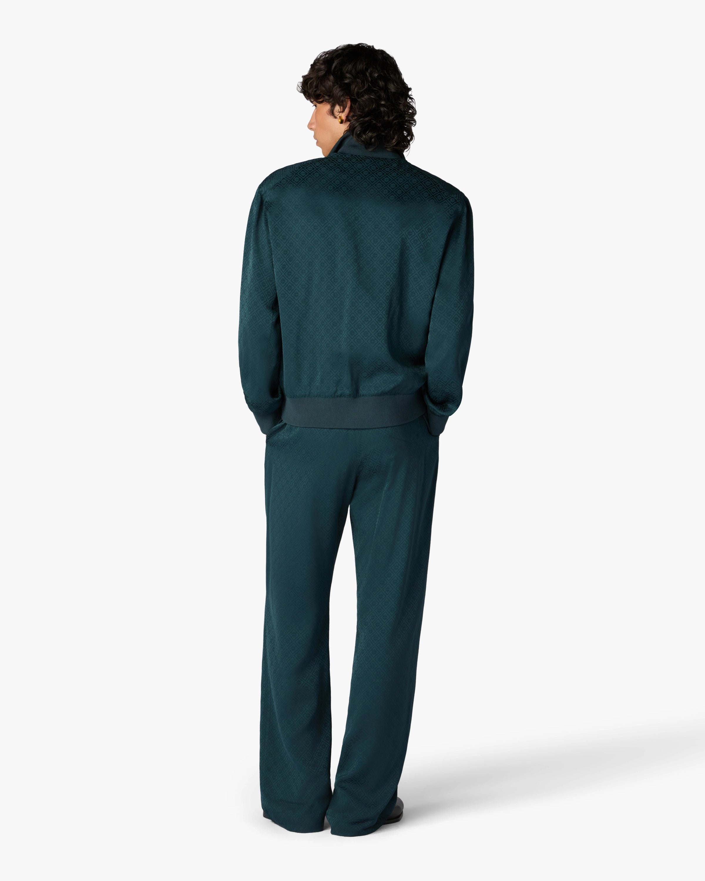 Casablanca Monogram Pantaloni verde petrolio viscosa