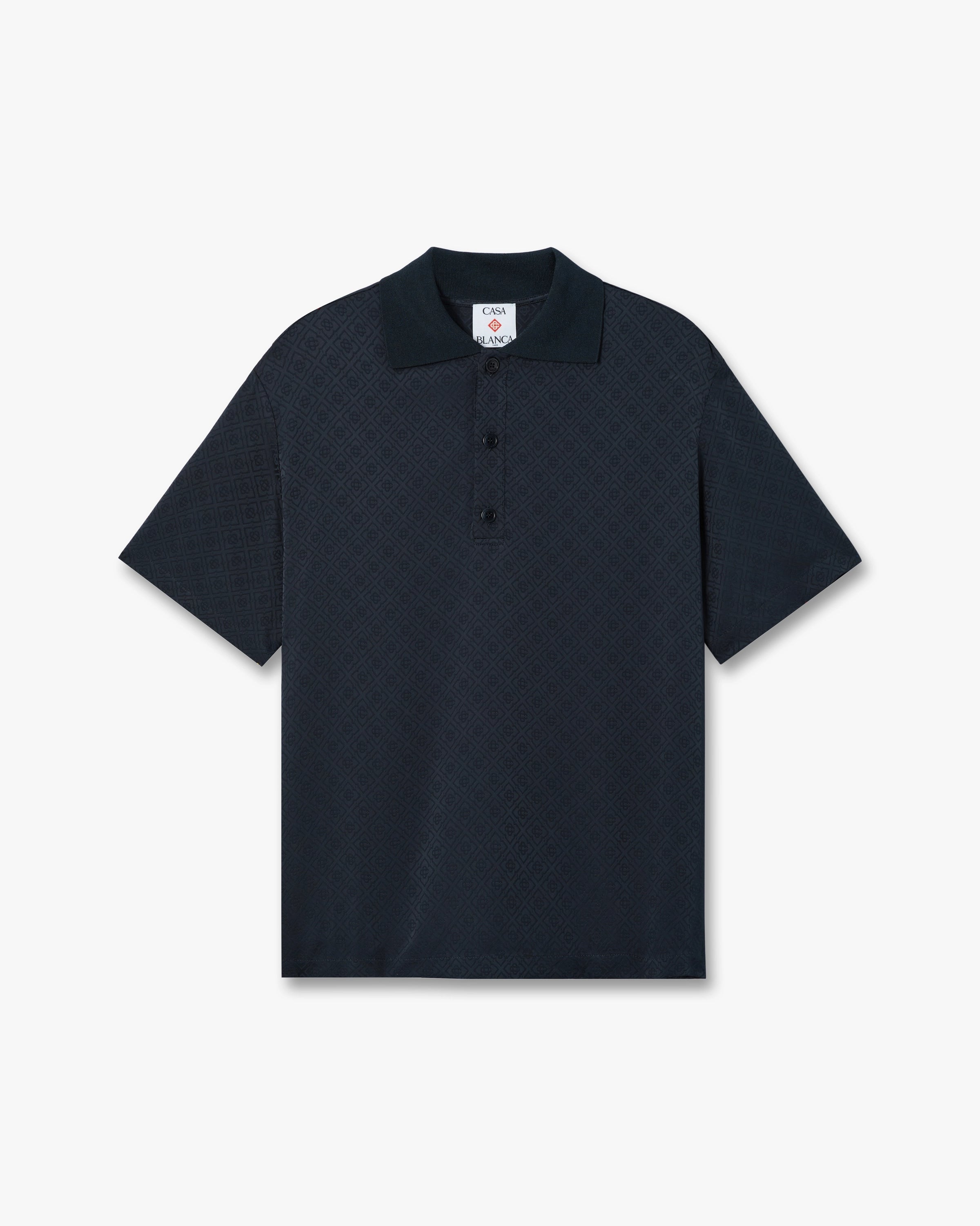 Casablanca Knit Collar polo uomo blu navy viscosa