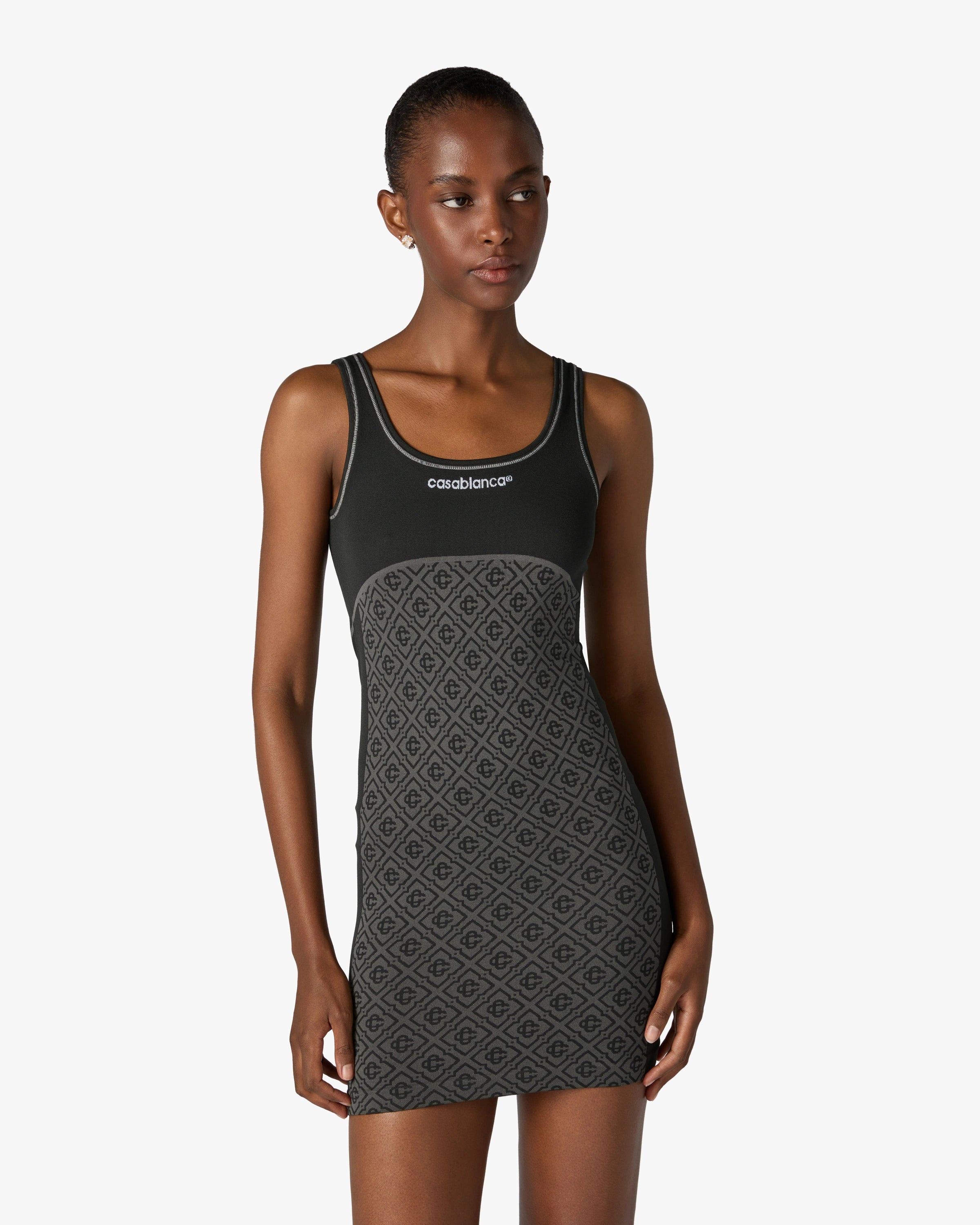 Casablanca Monogram mini dress grigio stretch
