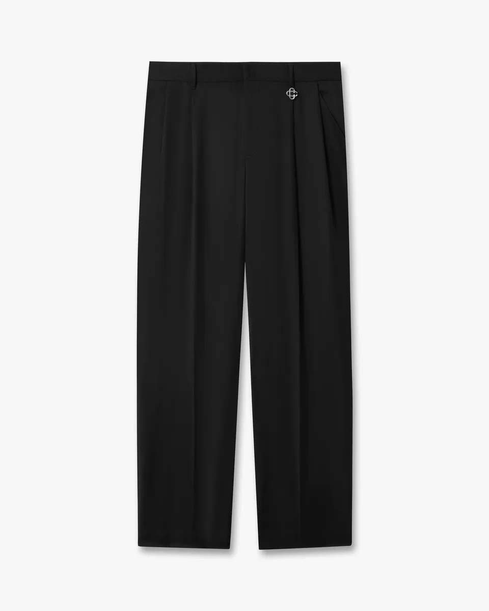 Casablanca Black Pleated pantaloni neri cotone elastan
