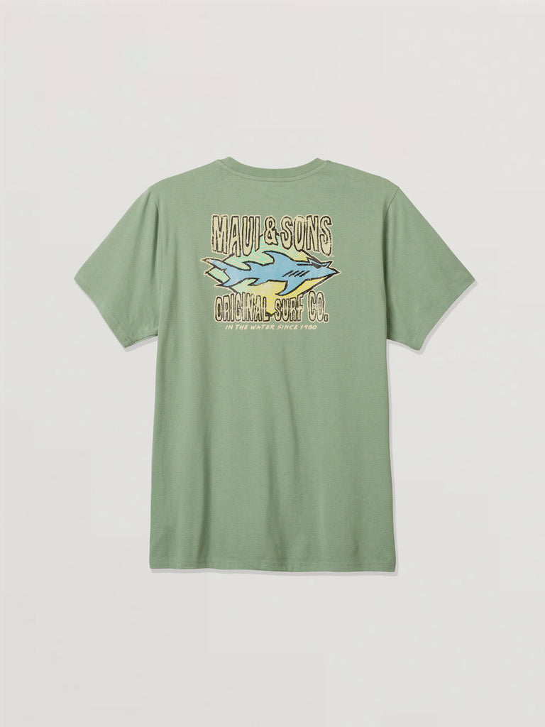 Maui and Sons Shark Surf T-Shirt verde salvia
