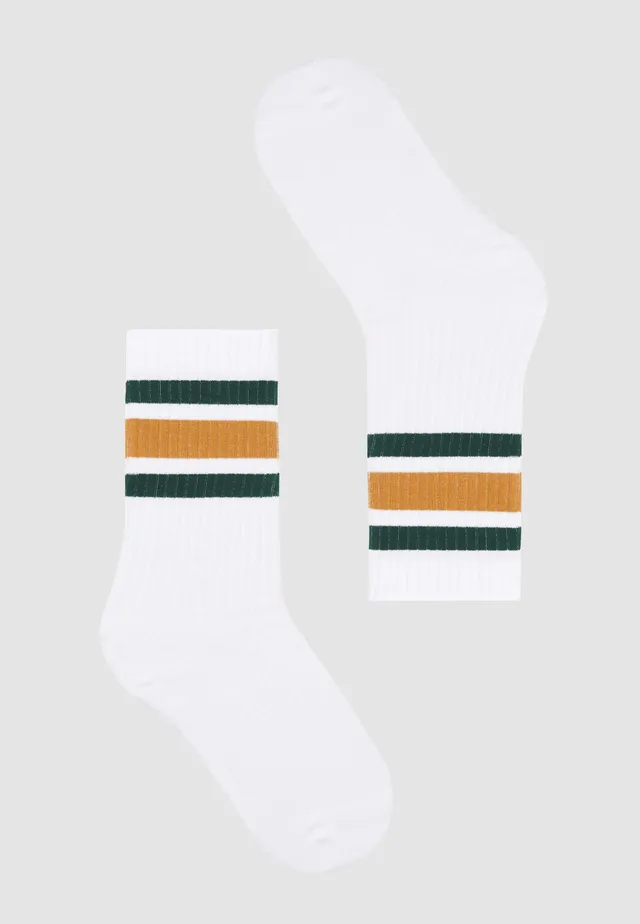 Recolution Bergenia Stripes calzini tennis bianchi a righe