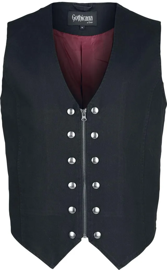 Gothicana by EMP Countess Bathory Gilet Uomo Nero L