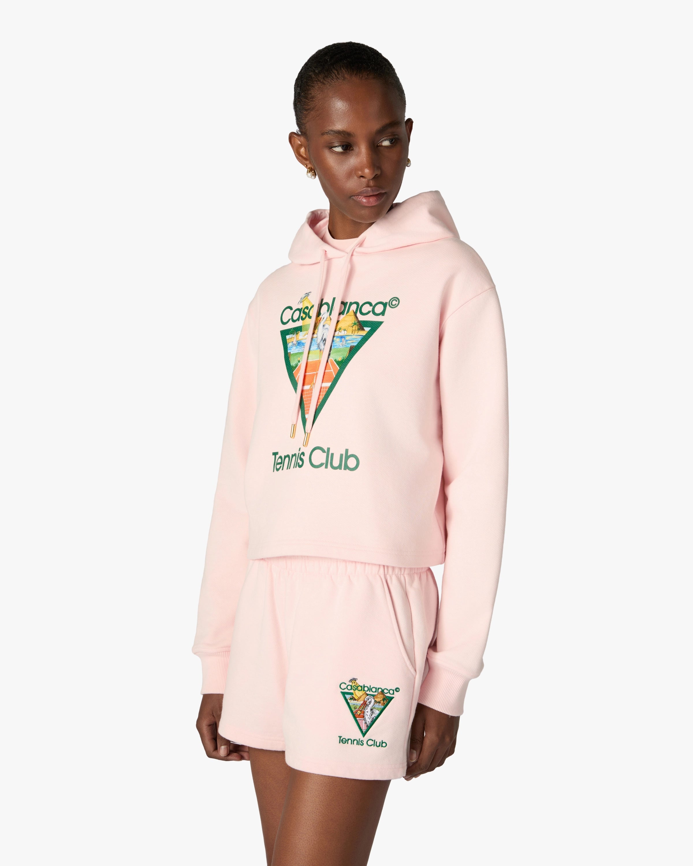 Casablanca Tennis Club Icon Pyramid pantaloncini rosa cotone