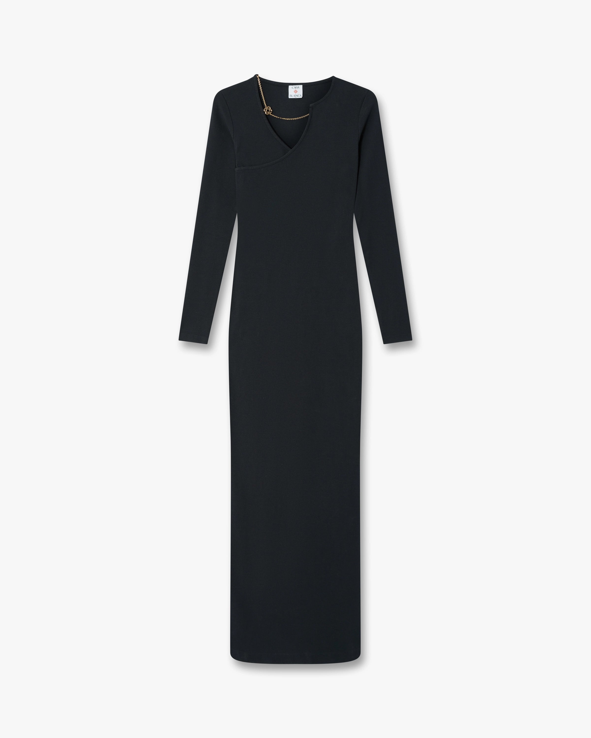 Casablanca Jewellery Maxi abito nero costina cotone organico
