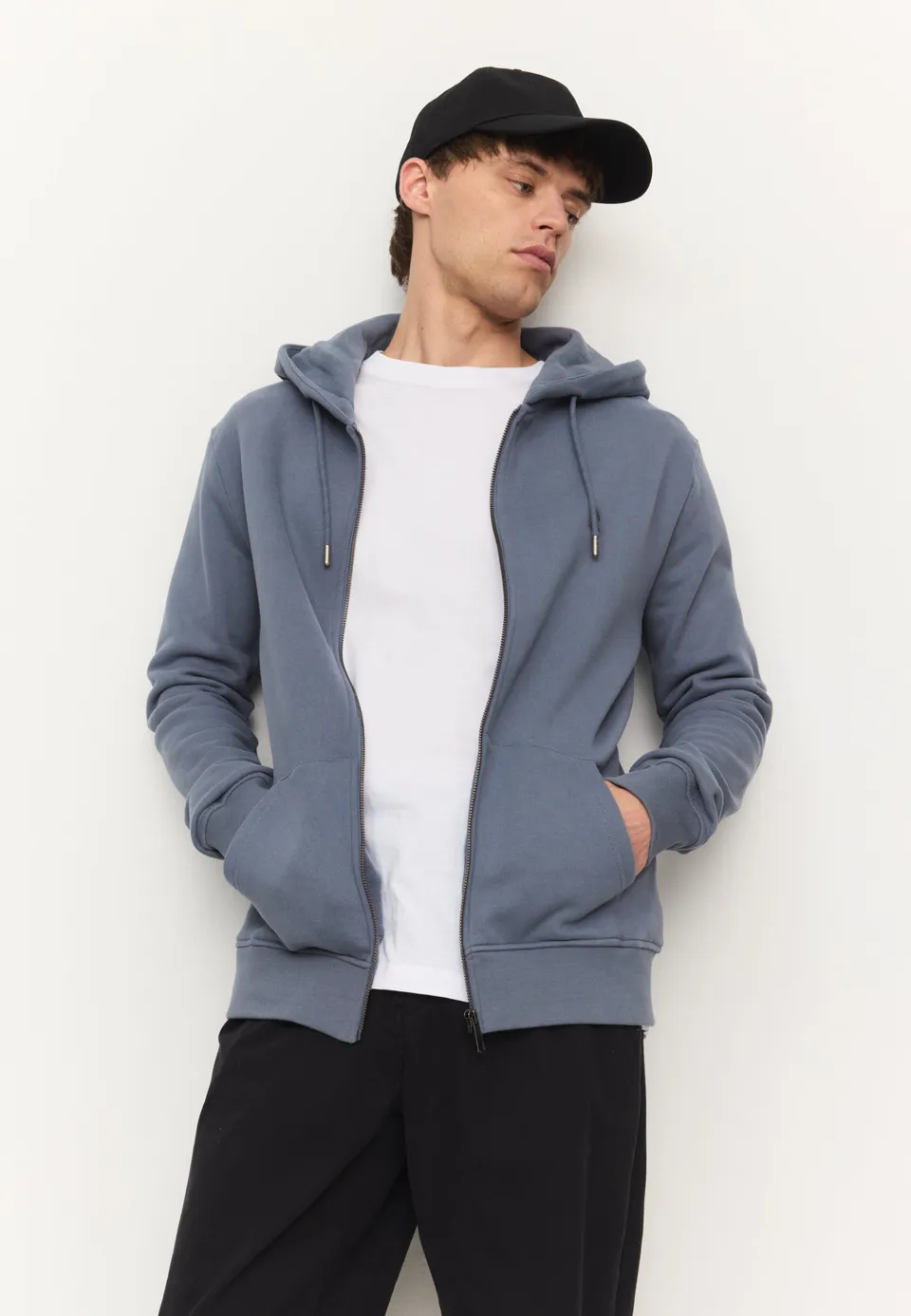 Recolution Birch felpa zip azzurra cotone bio