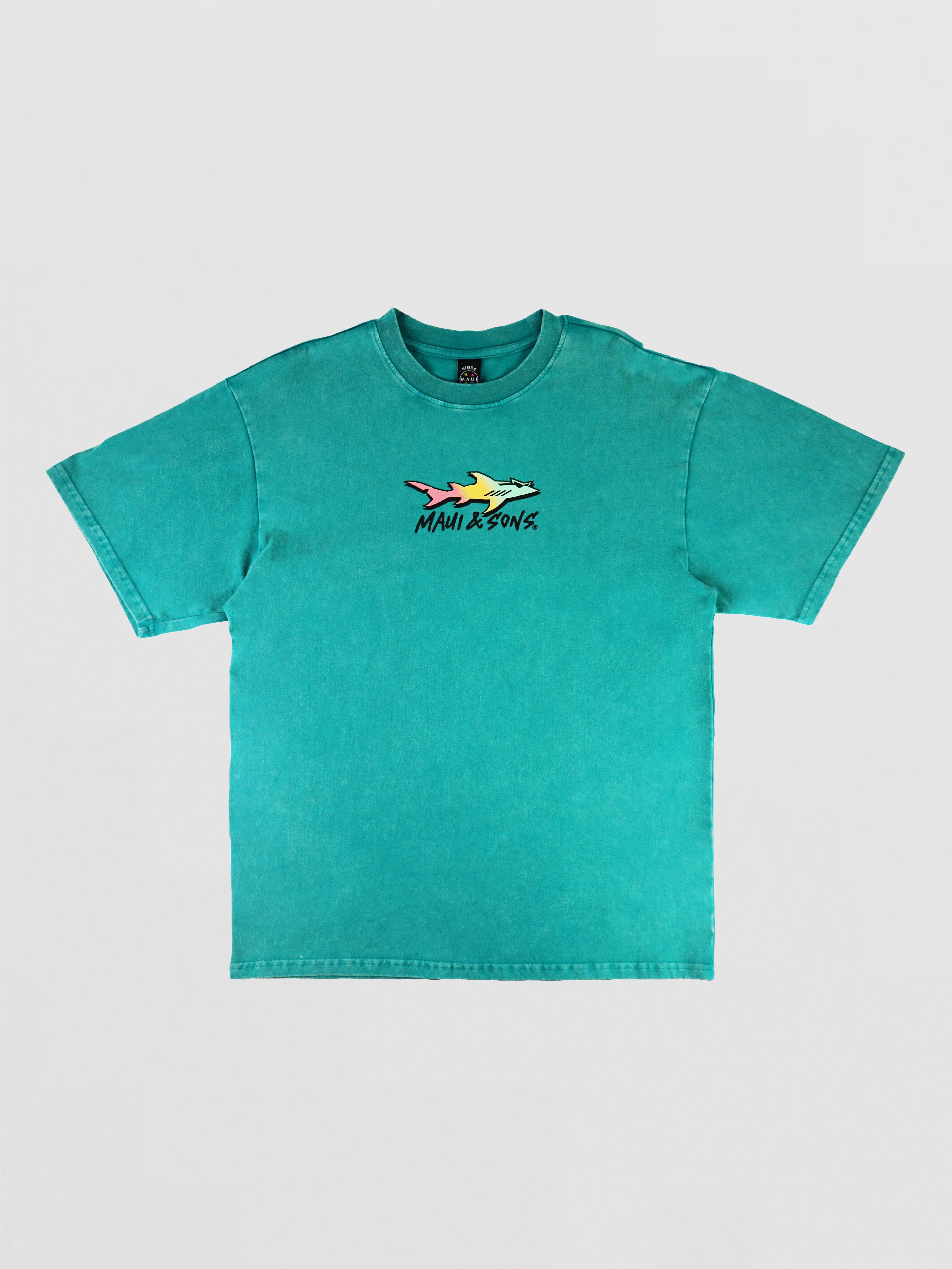Maui and Sons Straight Edge maglietta boxy teal cotone