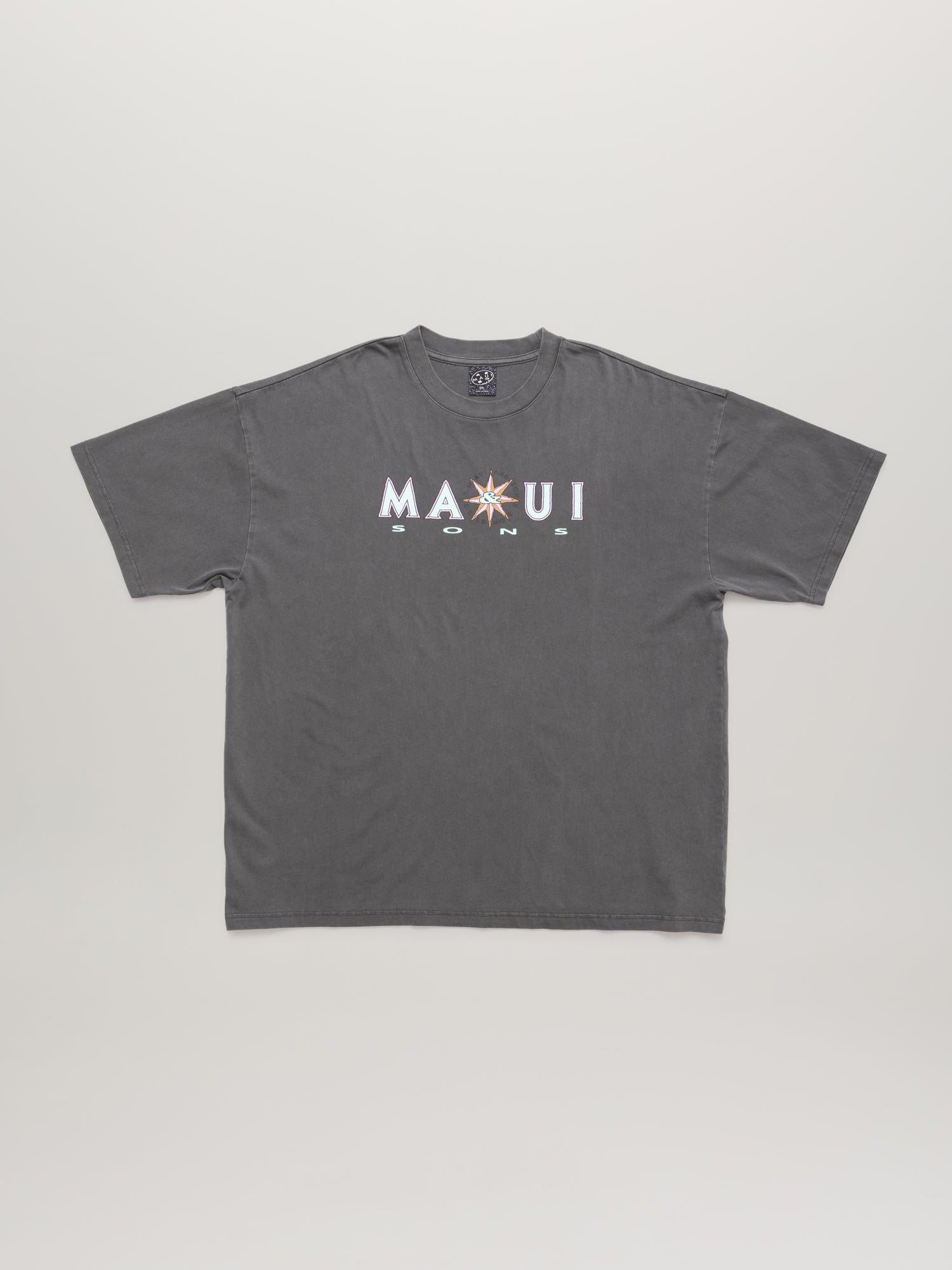 Maui and Sons Compass Pigment Wash maglietta nera cotone