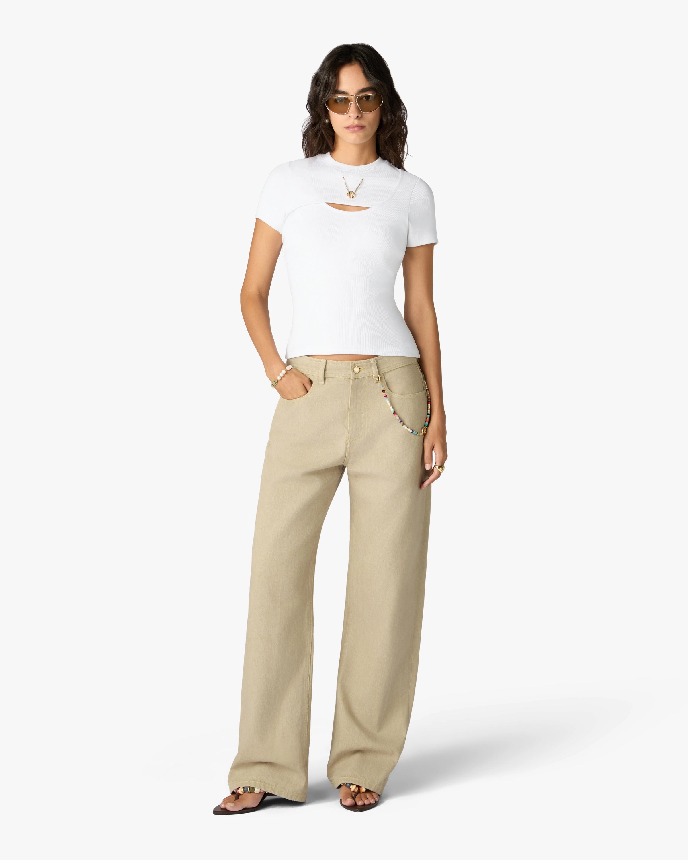 Casablanca Jewellery t-shirt donna bianca cotone coste