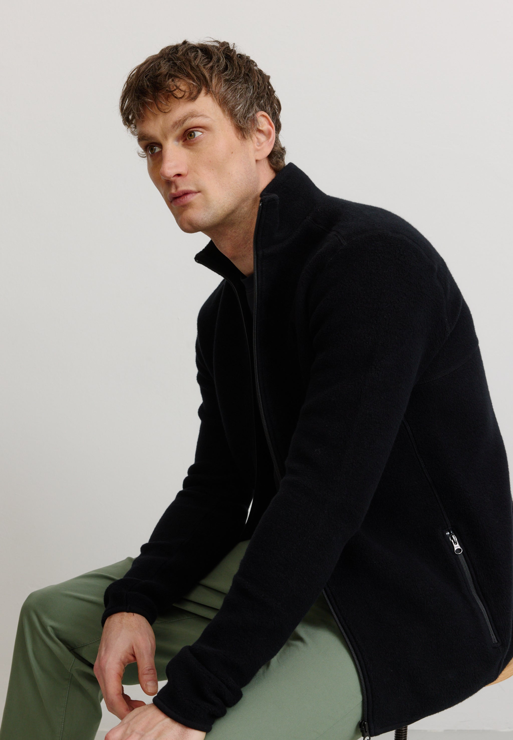 Recolution Buxus felpa zip uomo nera cotone bio