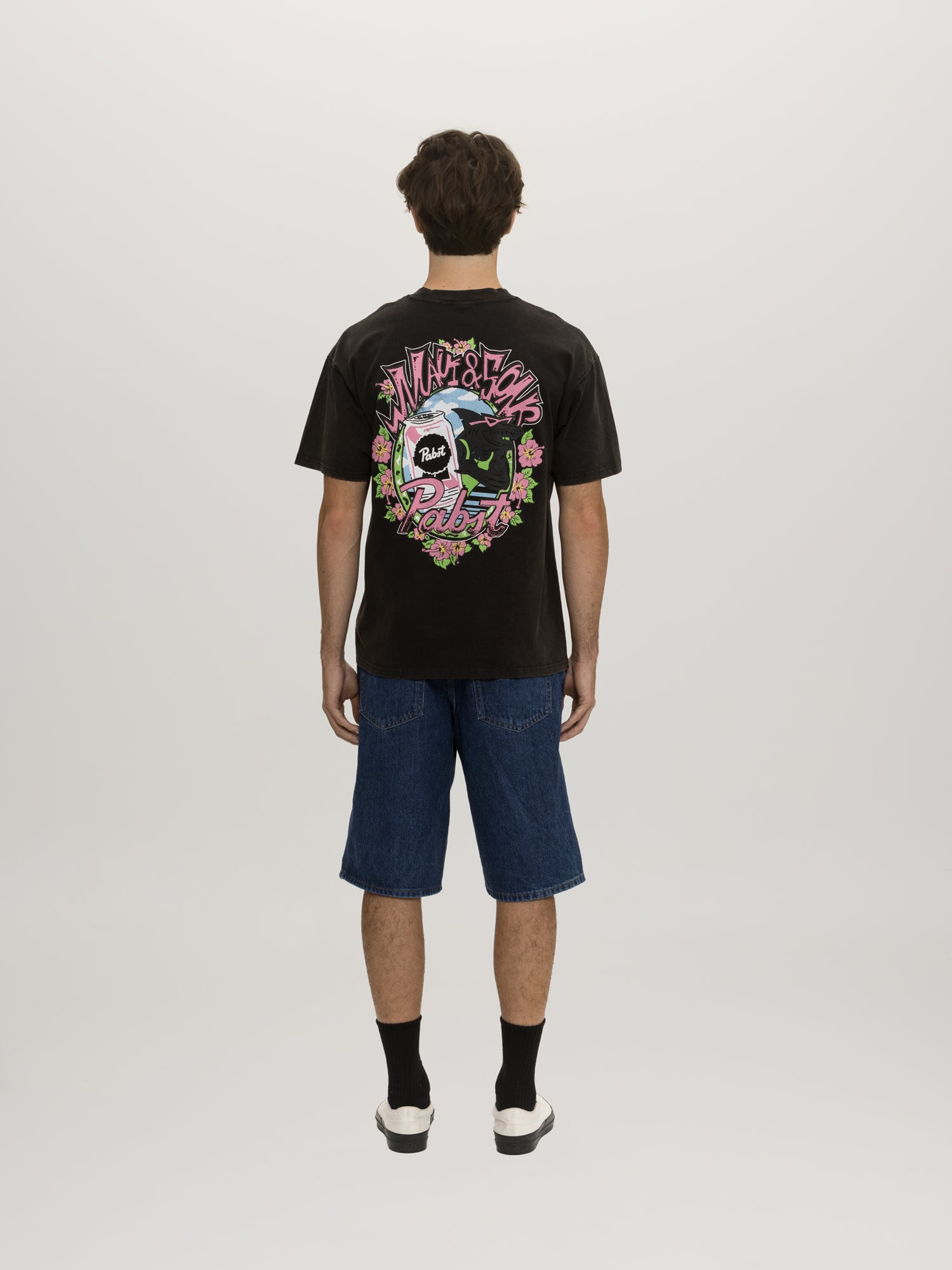 Maui and Sons Pabst Shark Can maglietta nera uomo