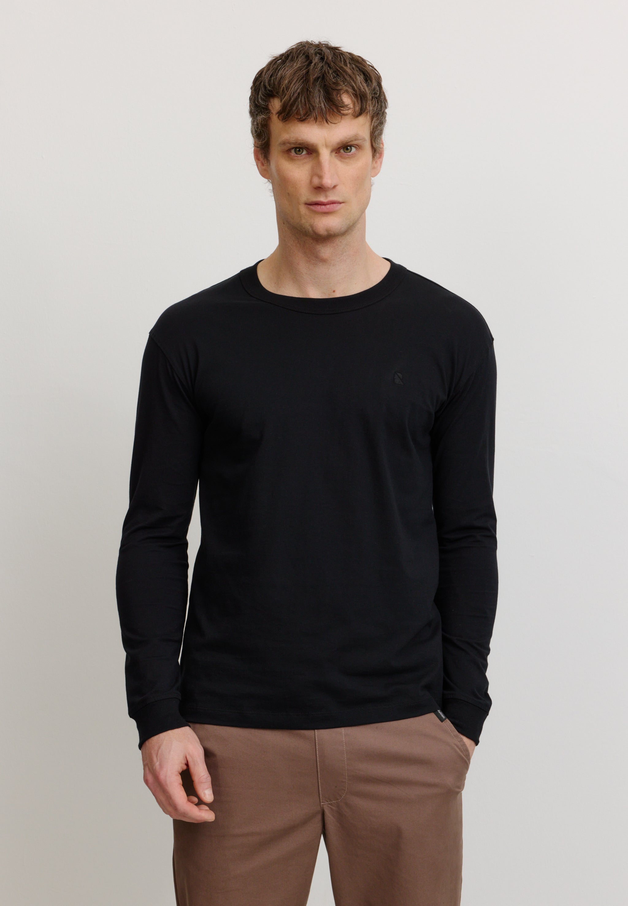 Recolution PAPAYA Maglia Manica Lunga Nera Uomo Cotone