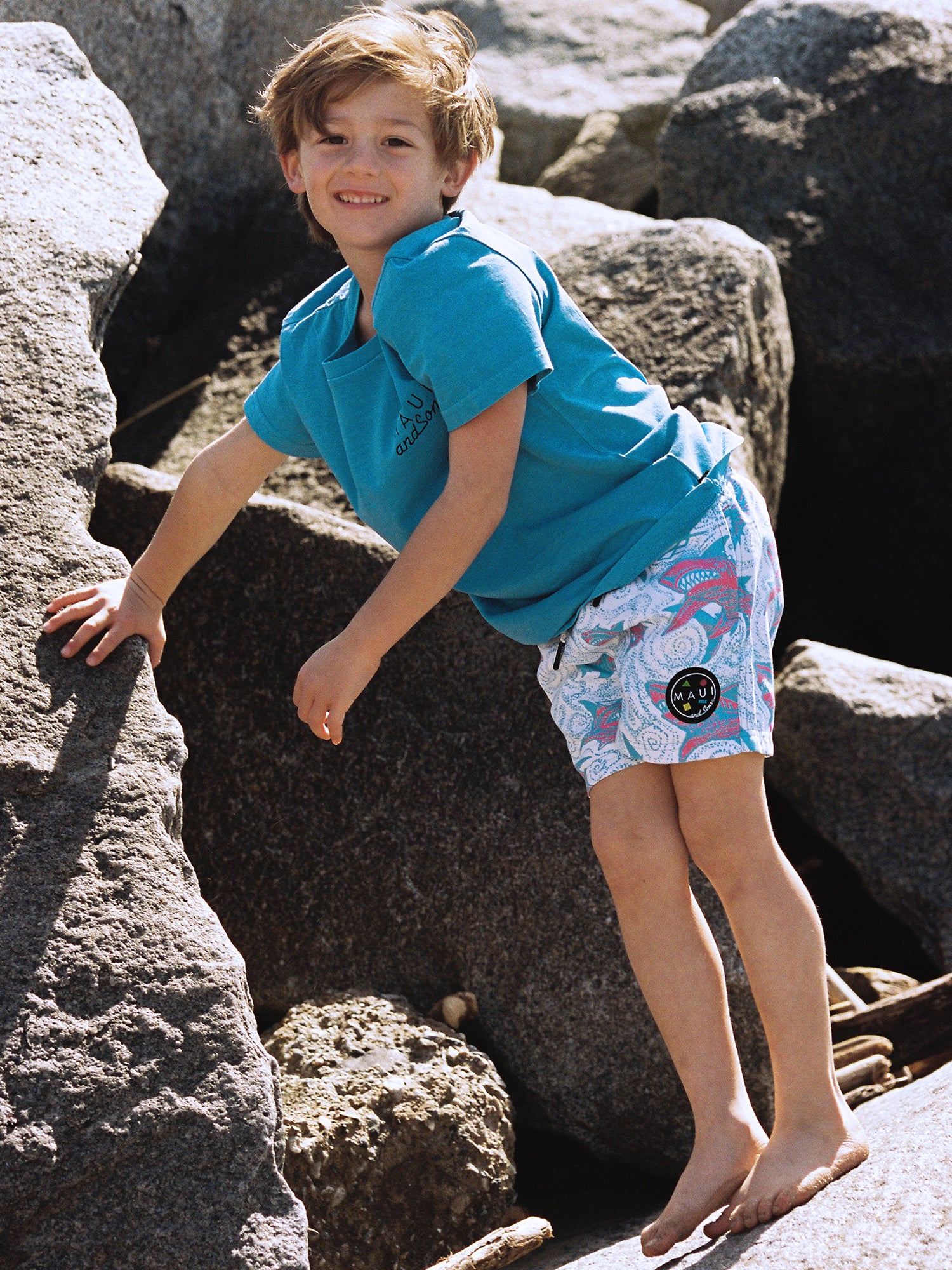 Maui and Sons Cookie Logo maglietta bambino blu cotone