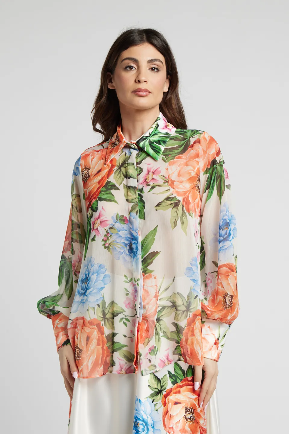 Sarah Chole 27017 camicia donna fantasia creponne
