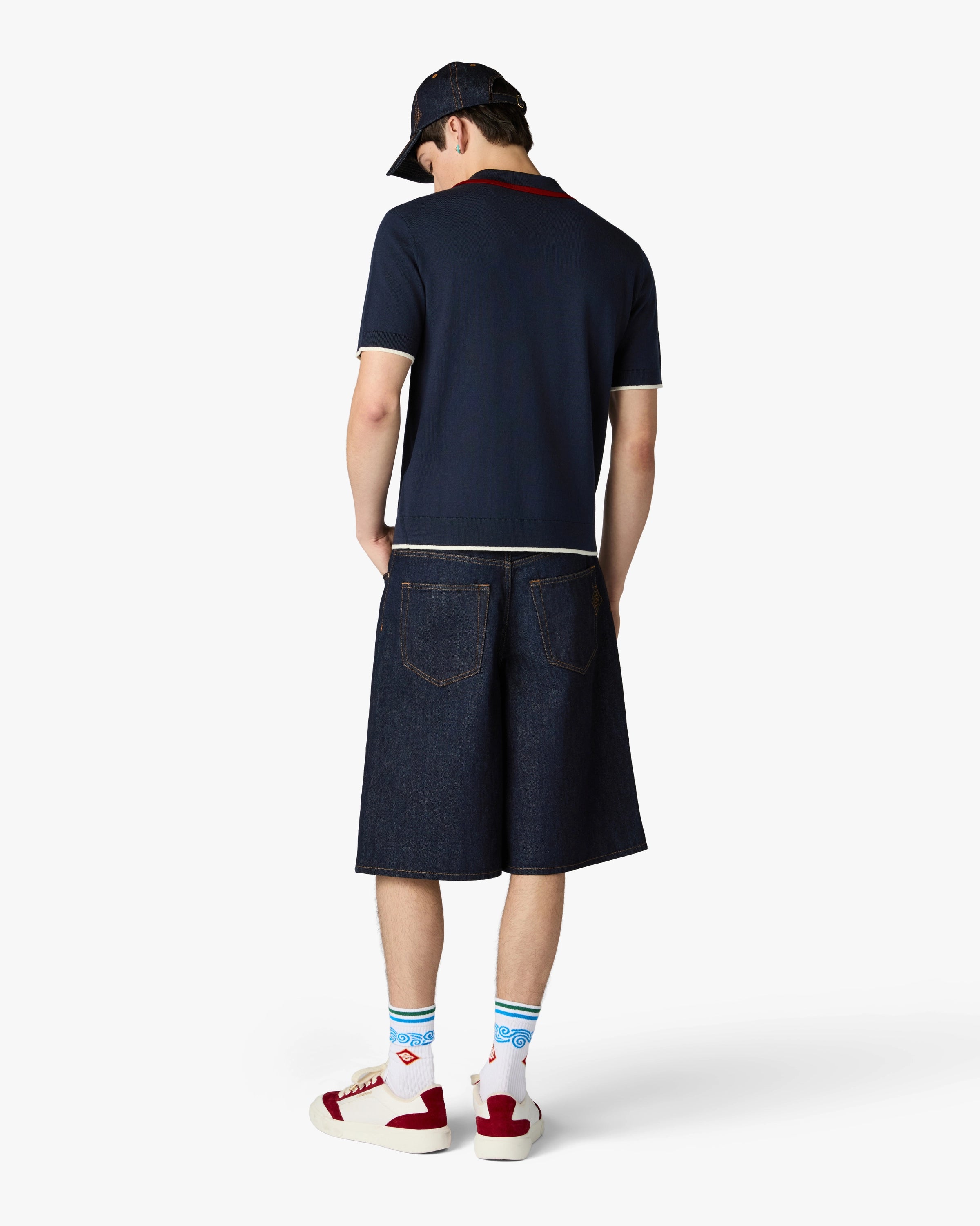 Casablanca Merino polo uomo blu navy lana