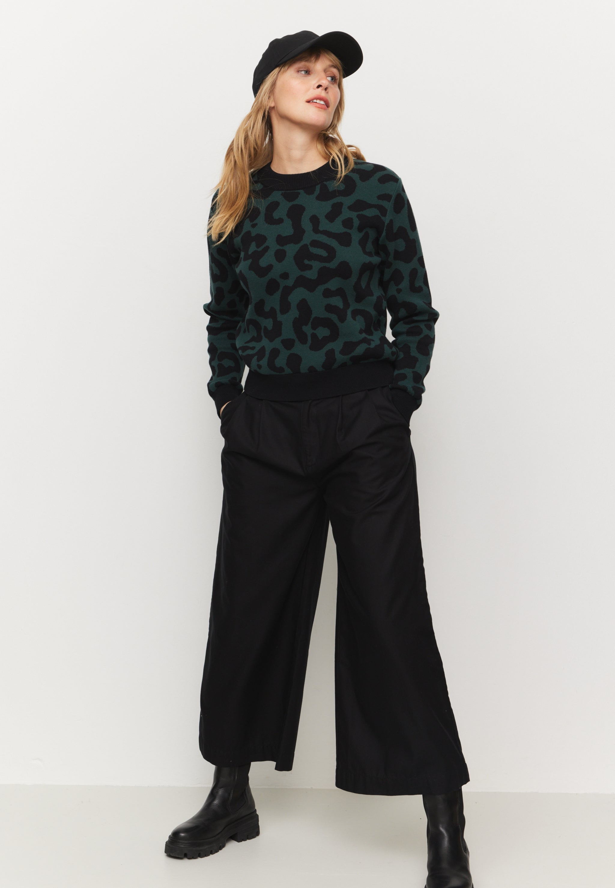 Recolution Pistia Leo pullover donna verde cotone bio