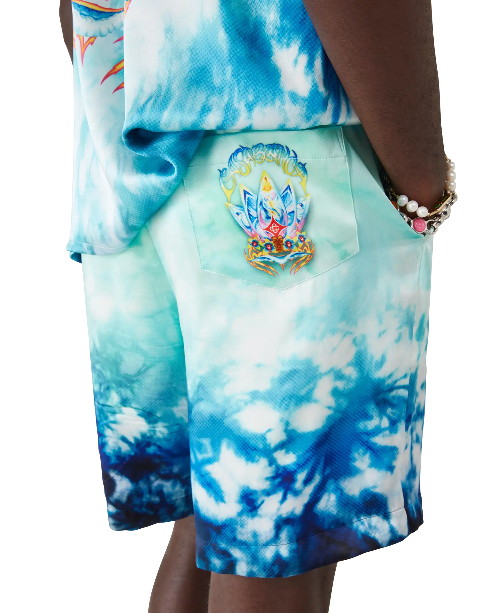 Casablanca Surf Lotus shorts seta blu multicolore