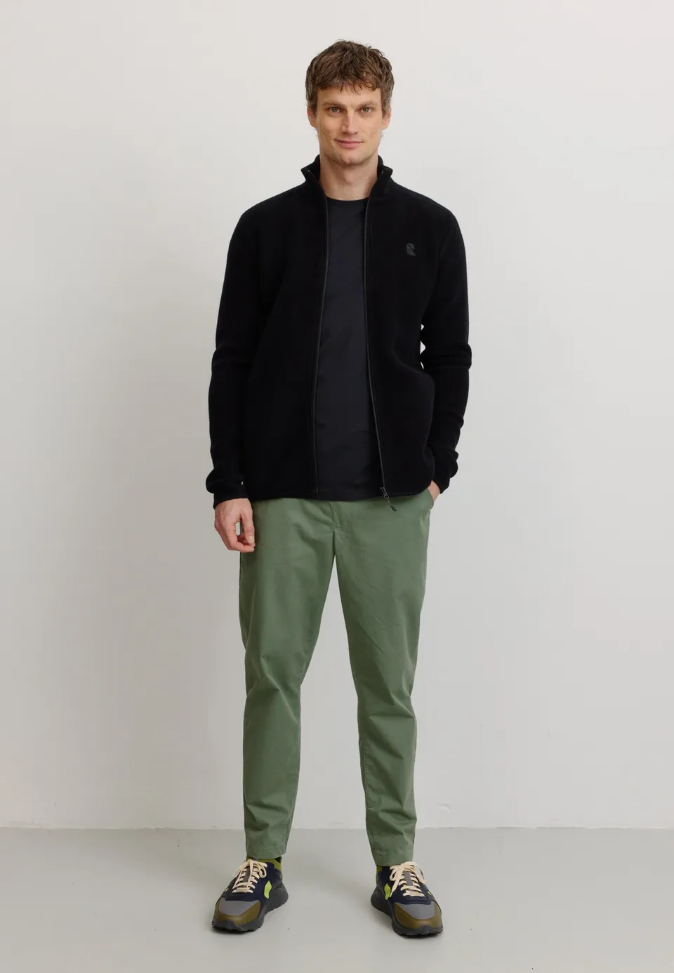 Recolution Buxus felpa zip uomo nera cotone bio