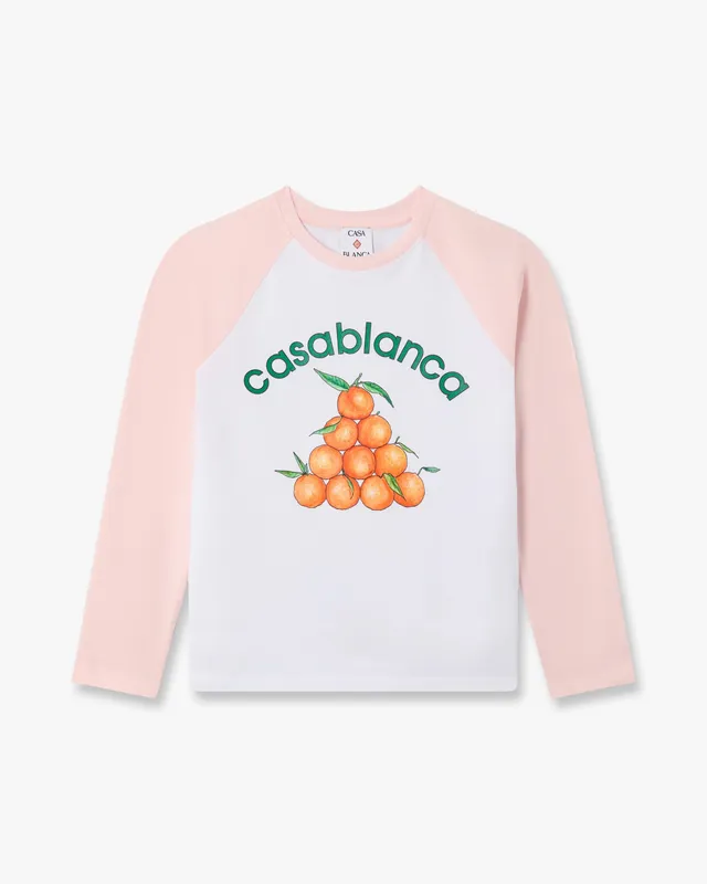 Casablanca Oranges Baseball maglia manica lunga bianco rosa