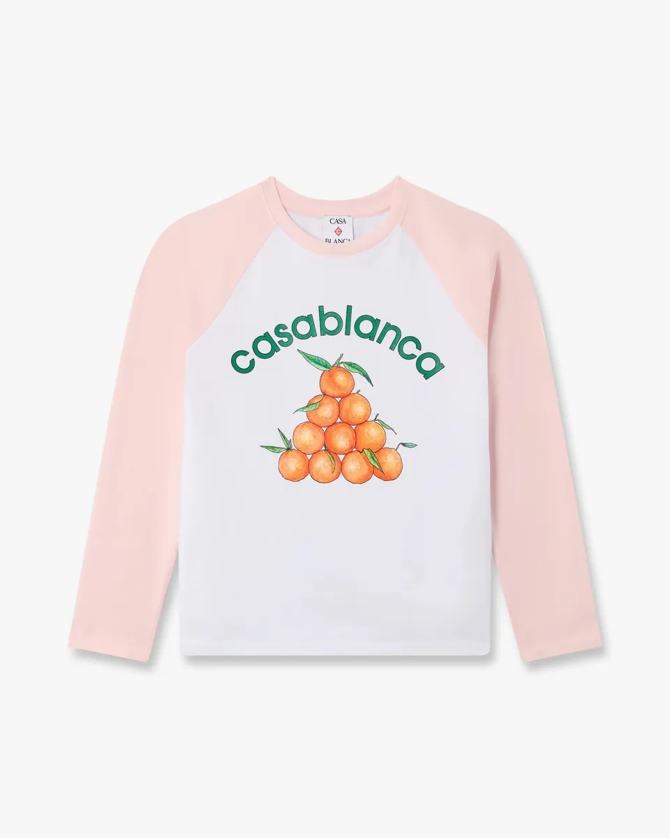 Casablanca Oranges Baseball maglia manica lunga bianco rosa