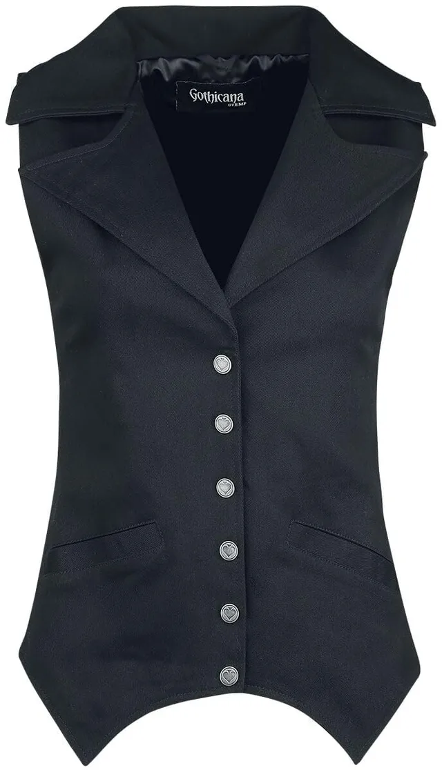 Gothicana by EMP gilet nero donna collo revers L