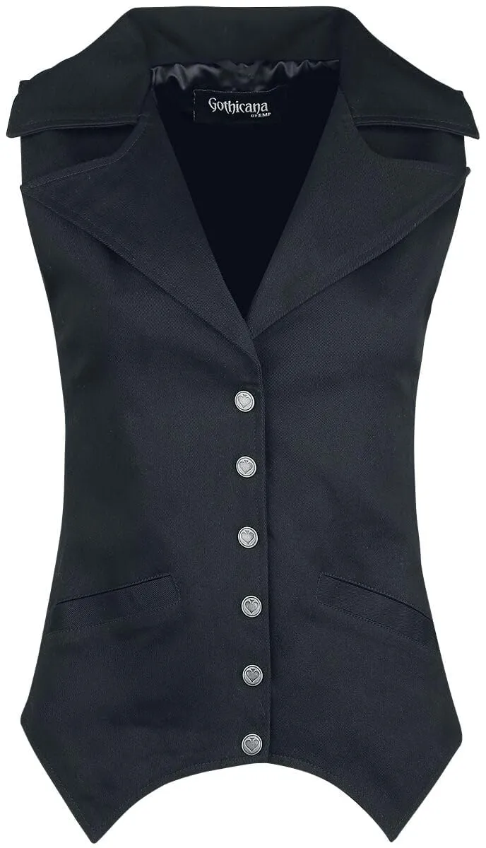 Gothicana by EMP gilet nero donna collo revers L