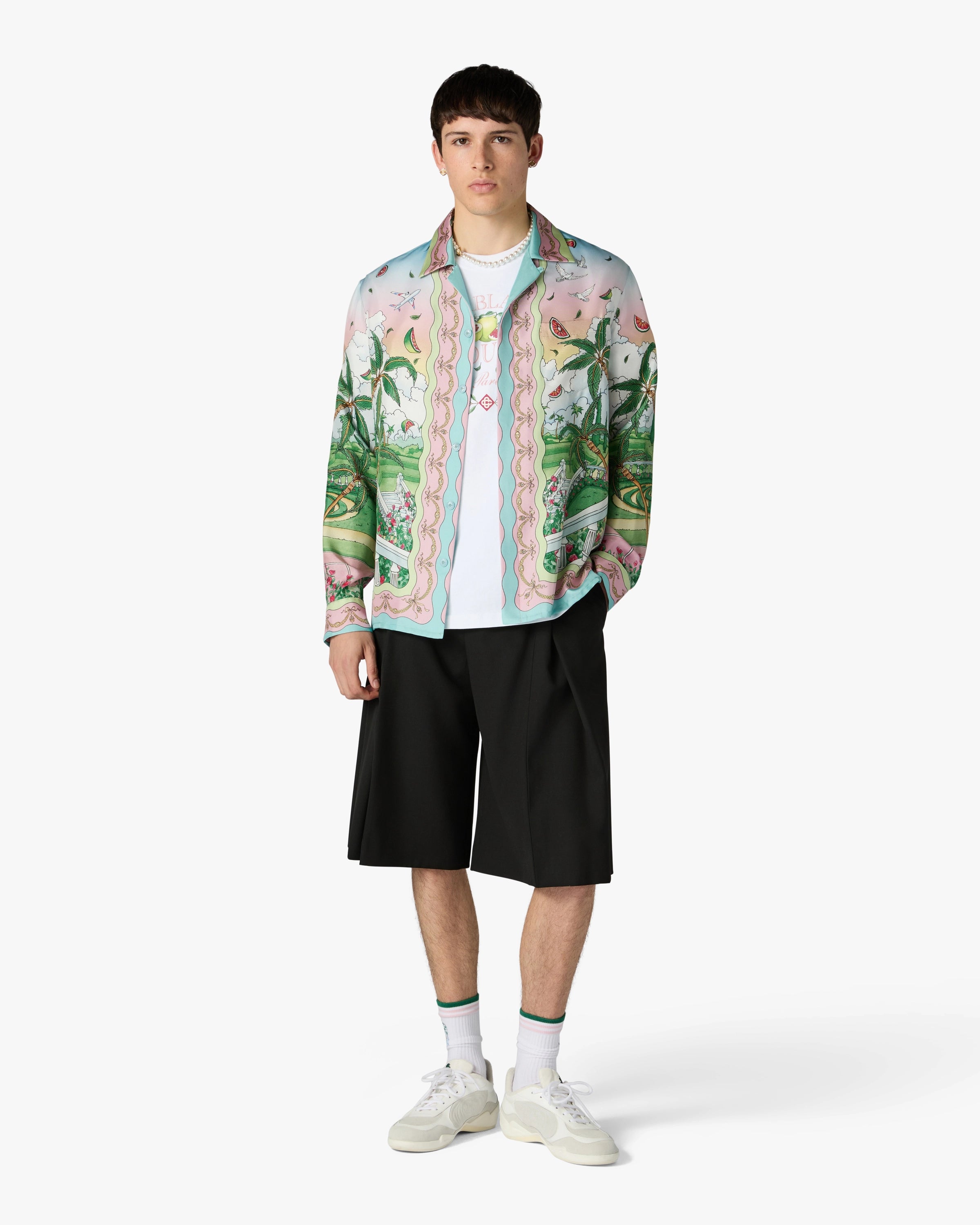 Casablanca Laduree x Casablanca camicia seta multicolore