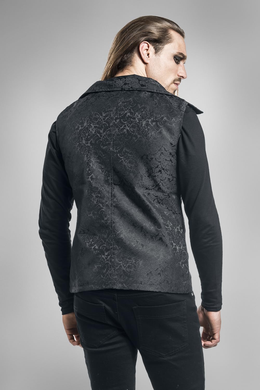 Gothicana by EMP gilet nero broccato taglia XL uomo