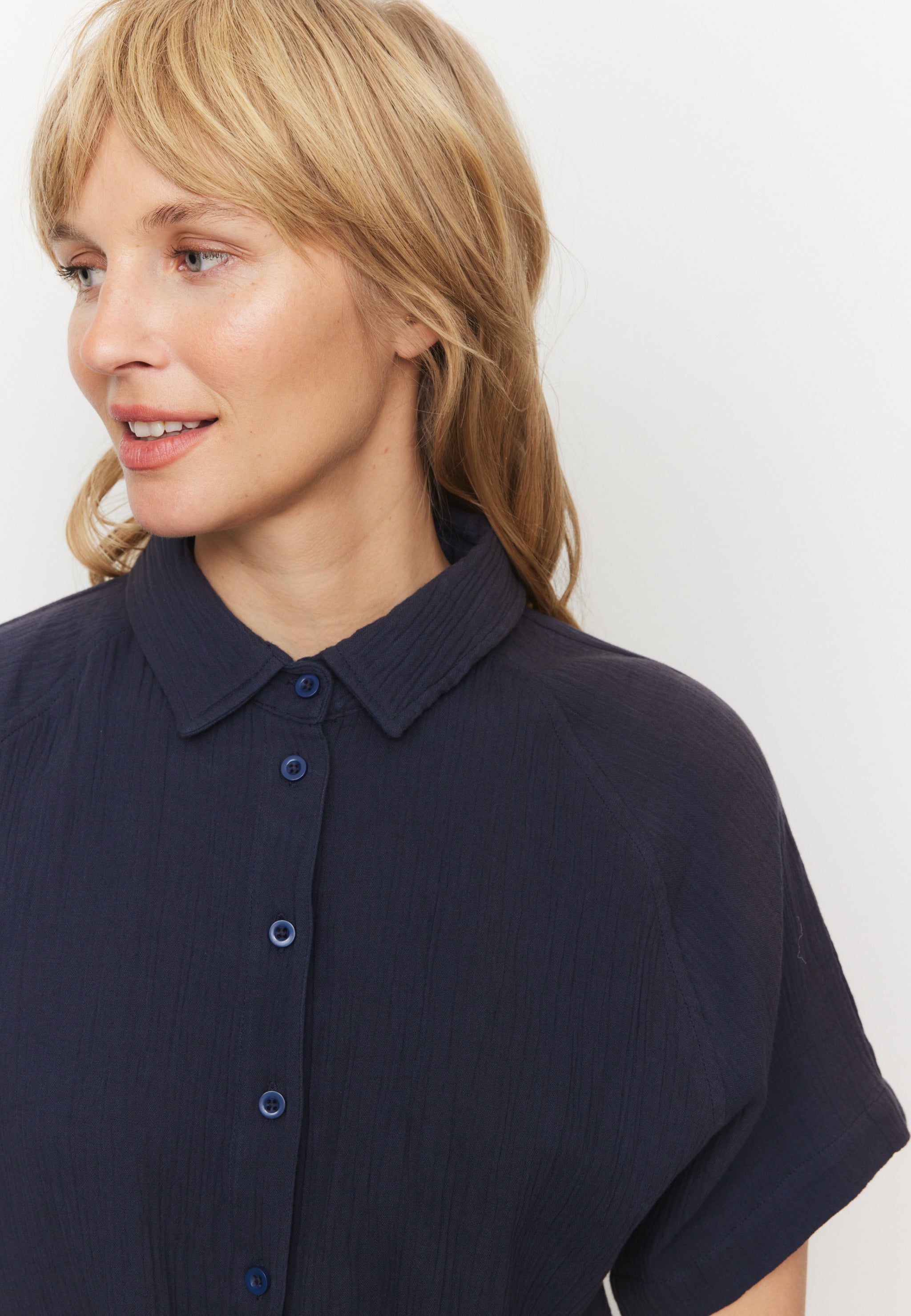 Recolution Tulip Blusa Mussola Cotone Bio Blu Navy
