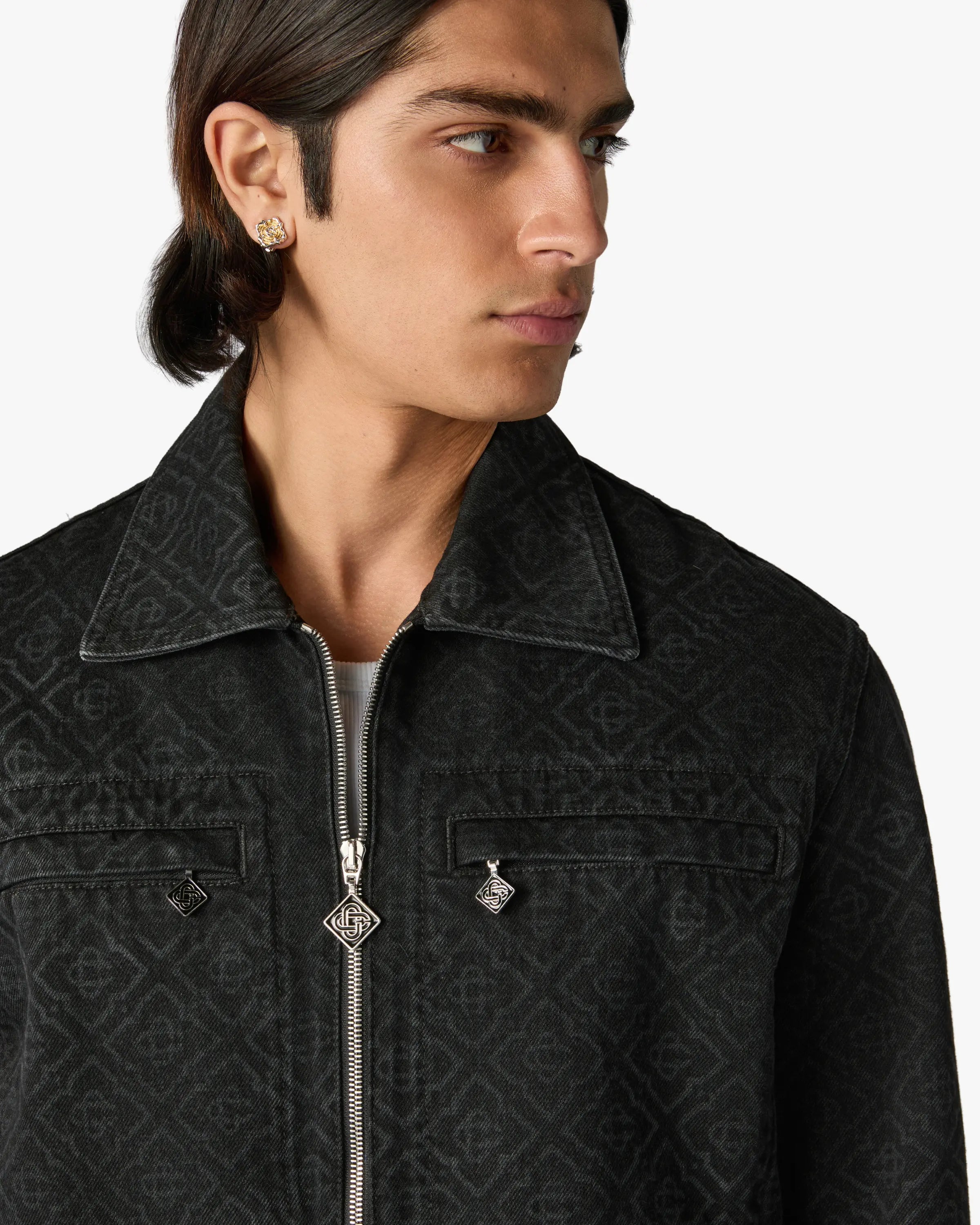 Casablanca Monogram giacca denim nera cotone