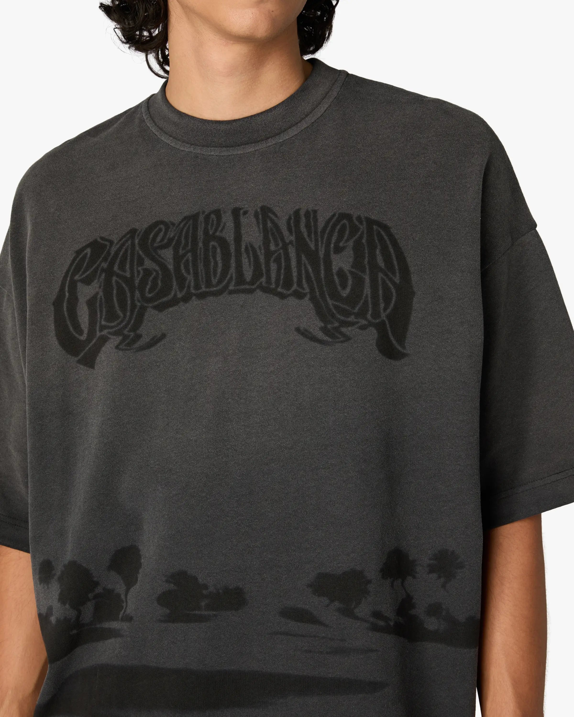 Casablanca Black Sands t-shirt nera cotone organico oversize