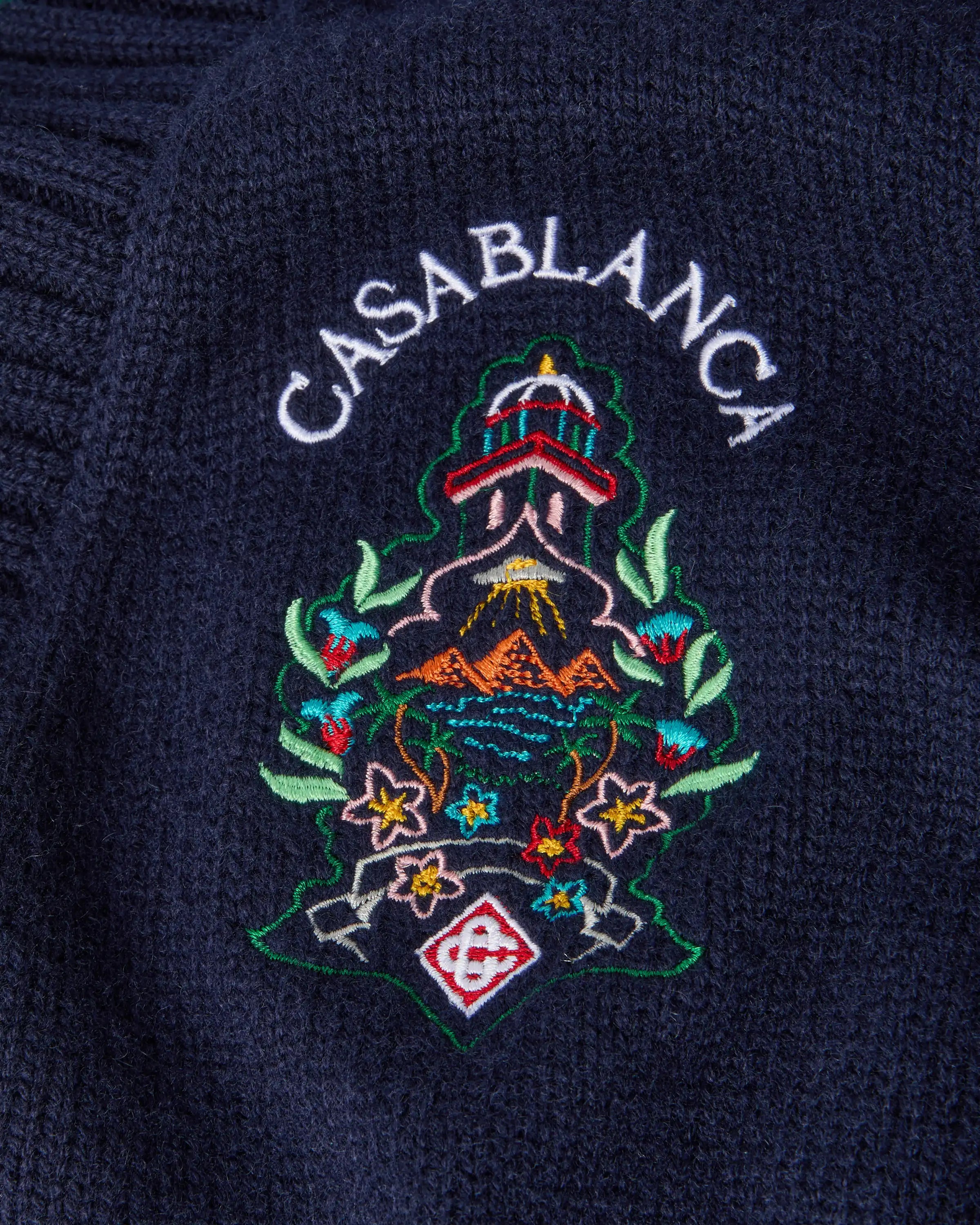 Casablanca Hotel Emblem cardigan lana blu navy taglia M