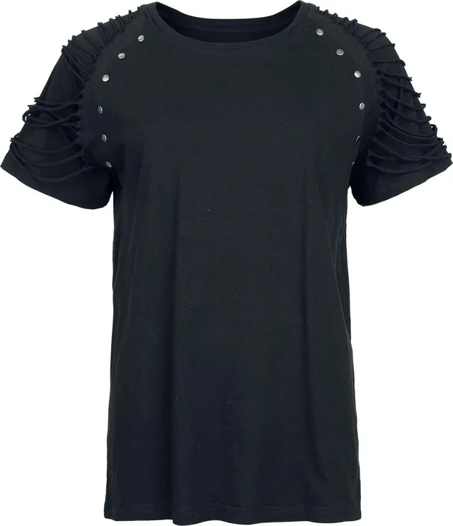 Gothicana by EMP t-shirt nera maniche particolari
