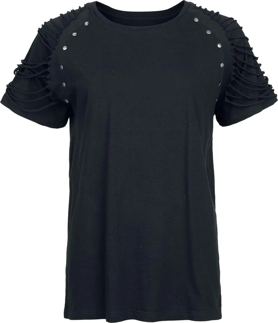 Gothicana by EMP t-shirt nera maniche particolari