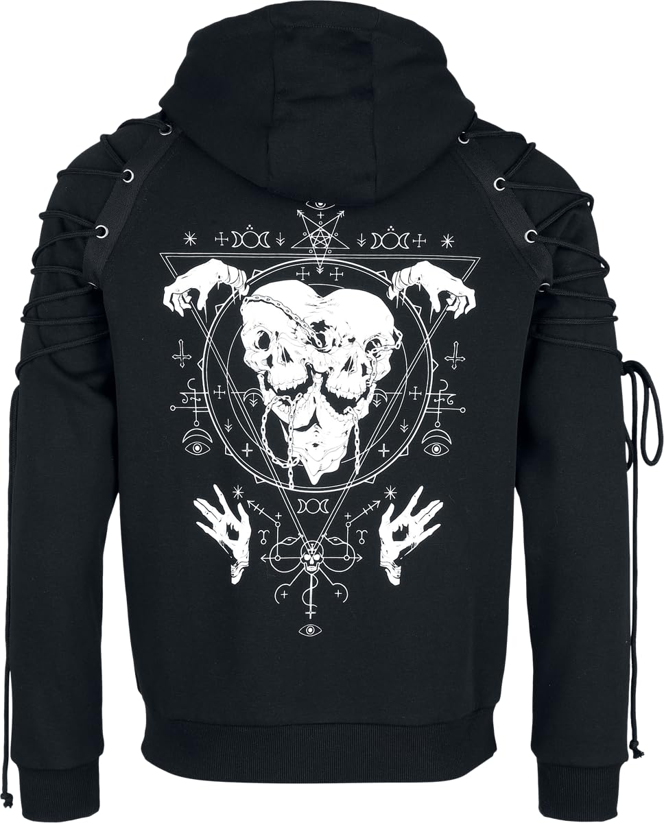Gothicana by EMP Giacca Nera Cappuccio Occhielli Uomo