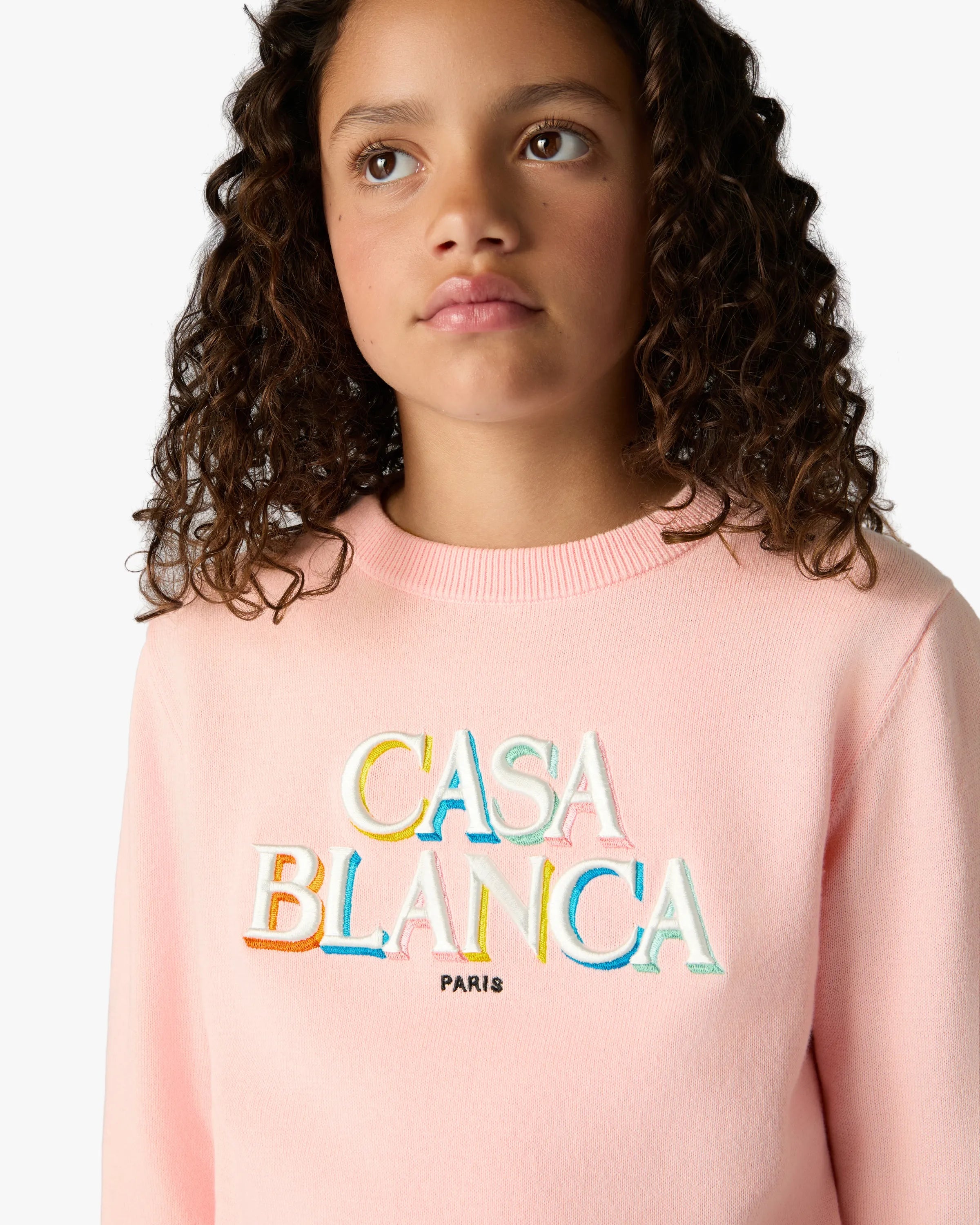 Casablanca Stacked Logo maglione bambina rosa