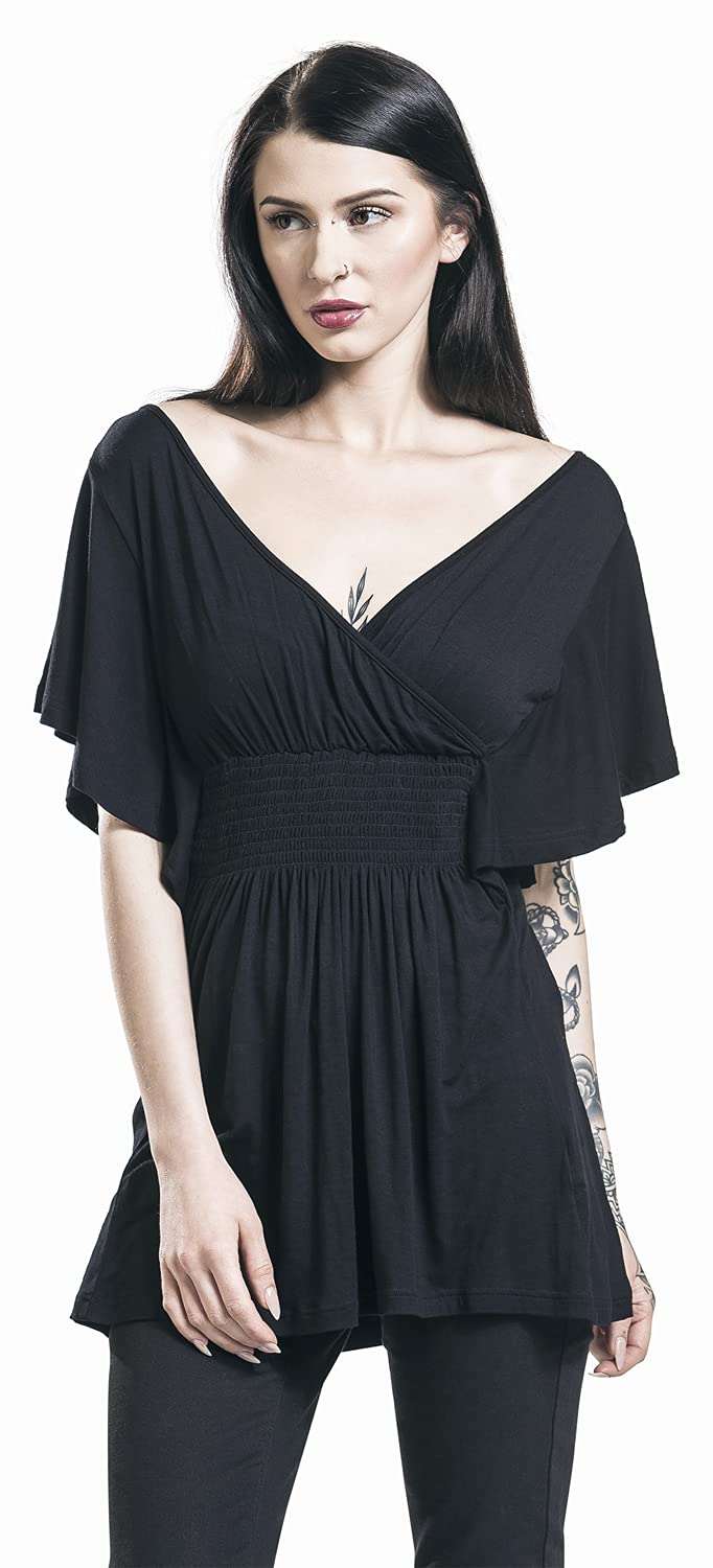 Gothicana by EMP T-Shirt Nera Pipistrello Top M Gotica