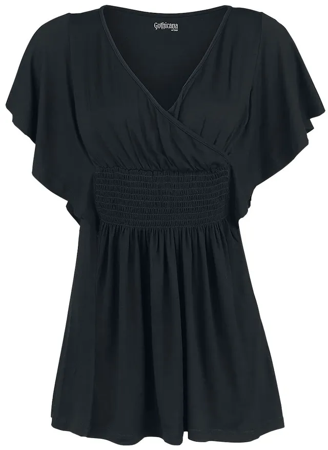 Gothicana by EMP T-Shirt Nera Pipistrello Top M Gotica