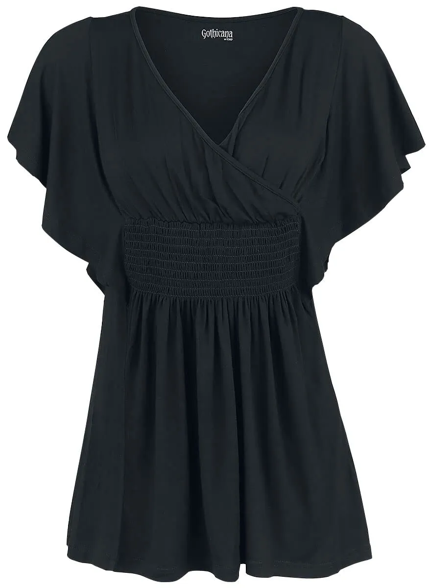 Gothicana by EMP T-Shirt Nera Pipistrello Top M Gotica