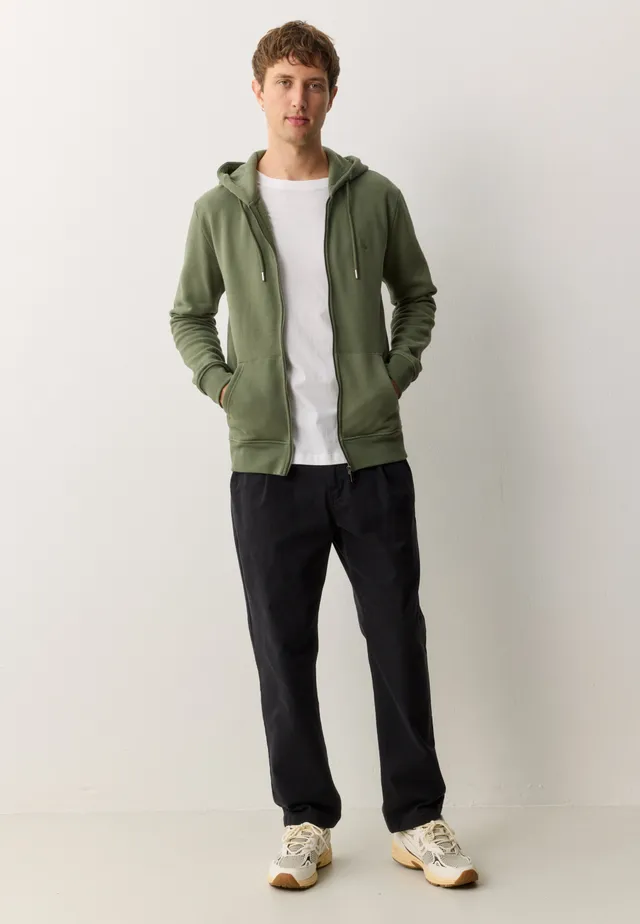 Recolution Birch felpa con zip dark khaki cotone bio
