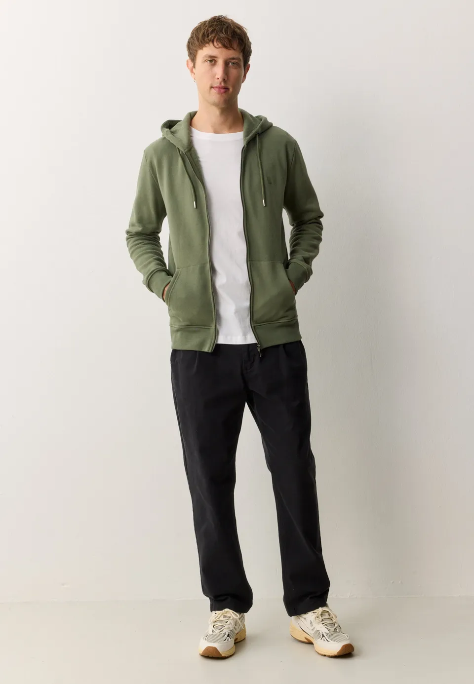 Recolution Birch felpa con zip dark khaki cotone bio